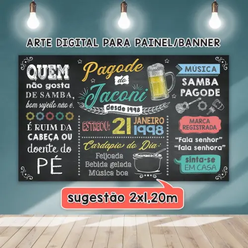 Arte Digital para Painel Banner Aniversário Pagode Samba