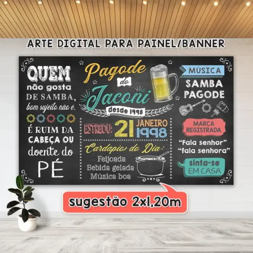 Arte Digital para Painel Banner Aniversário Pagode Samba