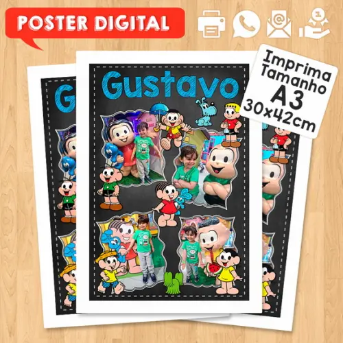 Arte Digital Poster A3 Turma Monica Fotos