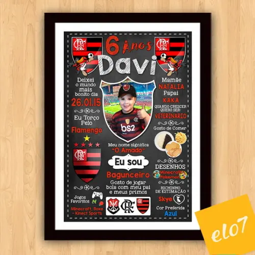 Chalkboard 20 Anos Times De Futebol Com Foto 30x42cm