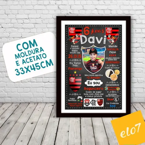 Chalkboard 20 Anos Times De Futebol Com Foto 30x42cm