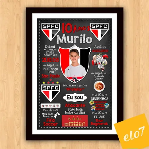 Chalkboard 20 Anos Times De Futebol Com Foto 30x42cm