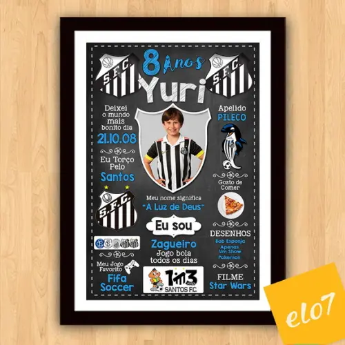 Chalkboard 20 Anos Times De Futebol Com Foto 30x42cm