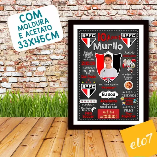 Chalkboard 20 Anos Times De Futebol Com Foto 30x42cm