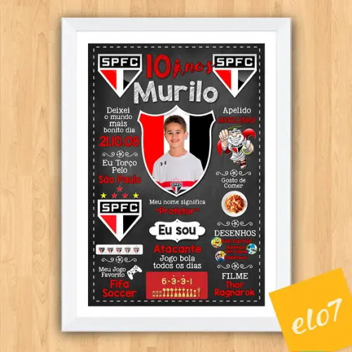 Chalkboard 20 Anos Times De Futebol Com Foto 30x42cm