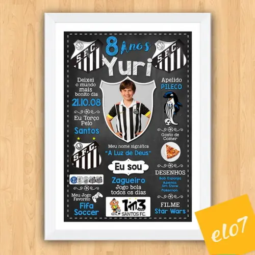 Chalkboard 20 Anos Times De Futebol Com Foto 30x42cm