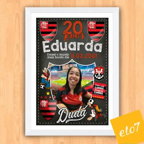 Chalkboard 20 Anos Times De Futebol Com Foto 30x42cm