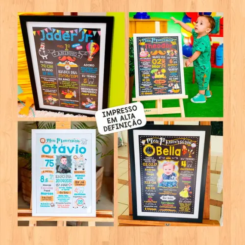 Chalkboard Aniversário C/ Moldura Alladin Com Foto 30x42cm