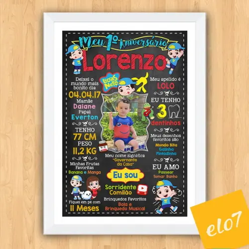 Chalkboard Aniversário C/ Moldura Luccas Neto 30x42cm