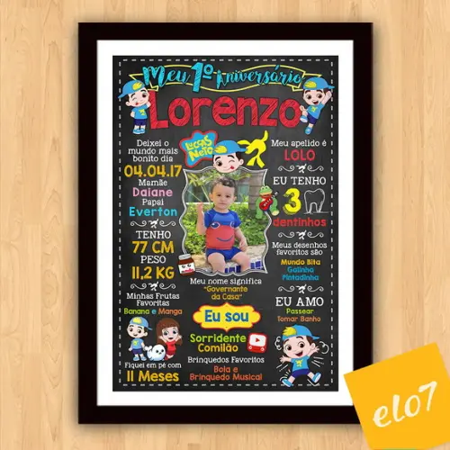 Chalkboard Aniversário C/ Moldura Luccas Neto 30x42cm