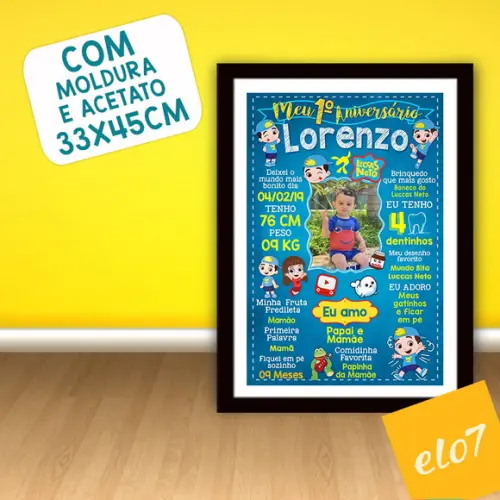 Chalkboard Aniversário C/ Moldura Luccas Neto 30x42cm