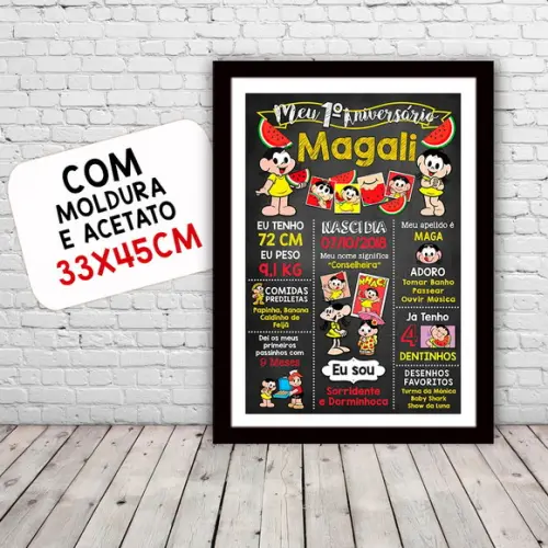 Chalkboard Aniversário c/ Moldura Magali 30x42cm