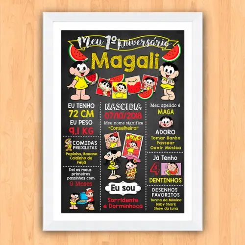 Chalkboard Aniversário c/ Moldura Magali 30x42cm