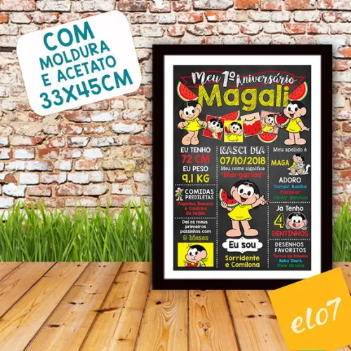 Chalkboard Aniversário C/ Moldura Magali 30x42cm