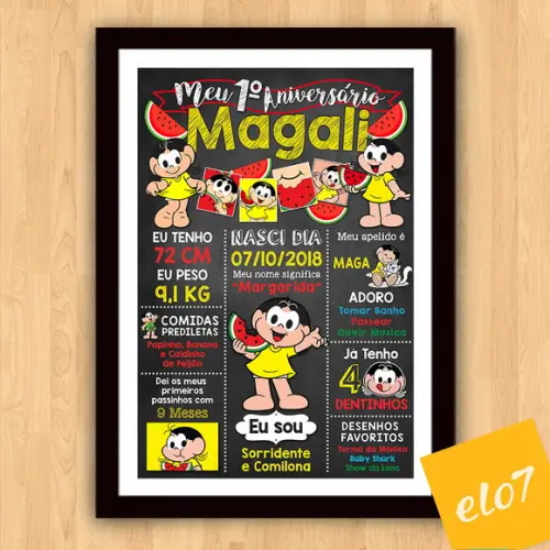 Chalkboard Aniversário C/ Moldura Magali 30x42cm