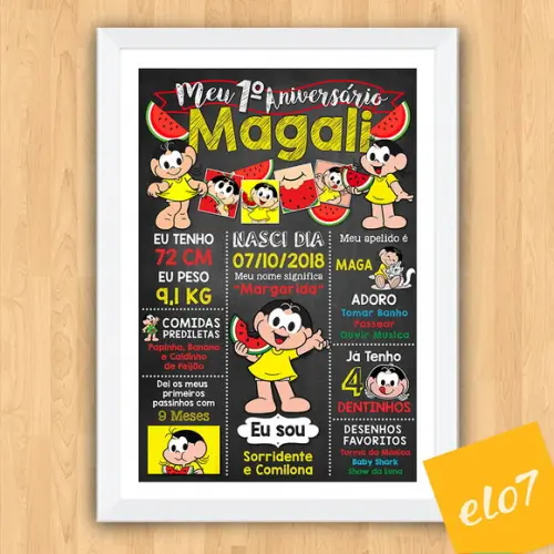 Chalkboard Aniversário C/ Moldura Magali 30x42cm