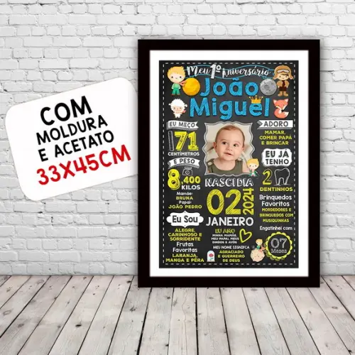 Chalkboard Aniversário C/ Moldura Pequeno Príncipe 30x42cm