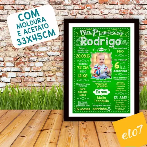 Chalkboard Aniversário C/ Moldura Príncipe Verde 30x42cm