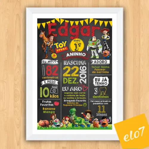 Chalkboard Aniversário C/ Moldura Toy Story 30x42cm