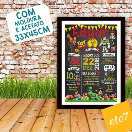 Chalkboard Aniversário C/ Moldura Toy Story 30x42cm