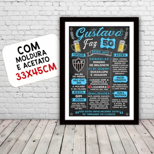 Chalkboard Aniversário Colorido com Frases 50 Anos 30x42cm