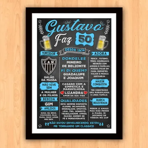 Chalkboard Aniversário Colorido com Frases 50 Anos 30x42cm