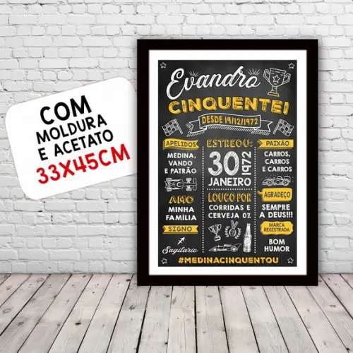 Chalkboard Aniversário Corrida A3 Cinquentei 30x42cm