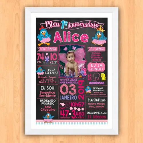 Chalkboard Aniversário Galinha Pintadinha Candy 30x42cm