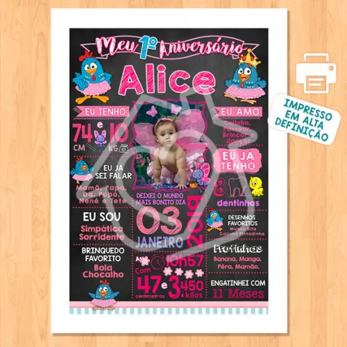 Chalkboard Aniversário Galinha Pintadinha Candy 30x42cm