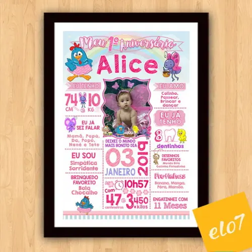 Chalkboard Aniversário Galinha Pintadinha Candy 30x42cm