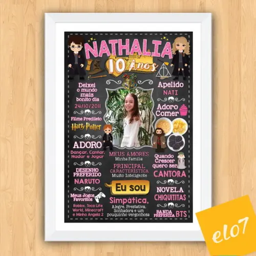 Chalkboard Aniversário Harry Potter 10 Anos 30x42cm