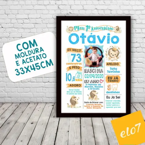 Chalkboard Aniversário Safari Zoológico Branco 30x42cm