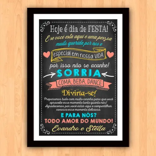 Chalkboard Casamento Hoje É Dia de Festa A3 30x42cm