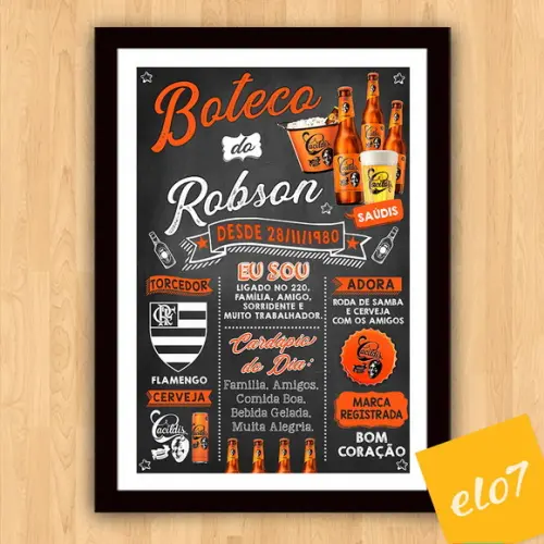 Chalkboard Quadro Poster Boteco Colorido Com Frases