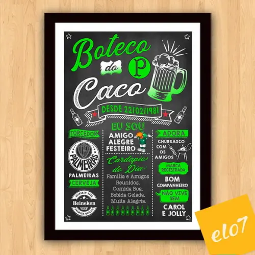 Chalkboard Quadro Poster C/ Moldura Boteco Verde 30x42cm