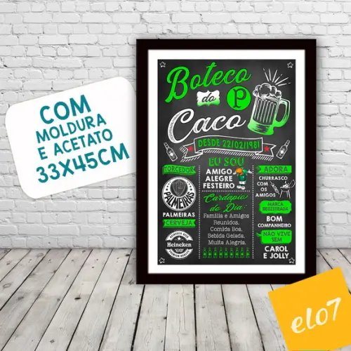 Chalkboard Quadro Poster C/ Moldura Boteco Verde 30x42cm