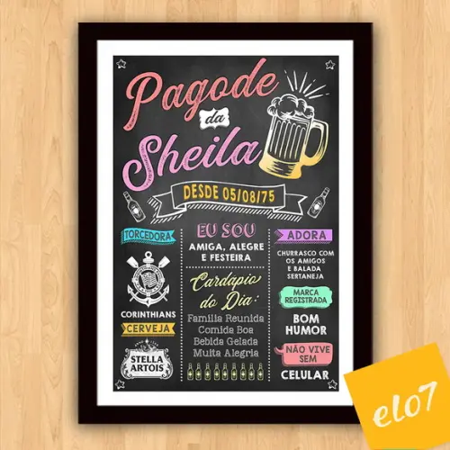 Chalkboard Quadro Poster C/ Moldura Pagode A3 30x42cm