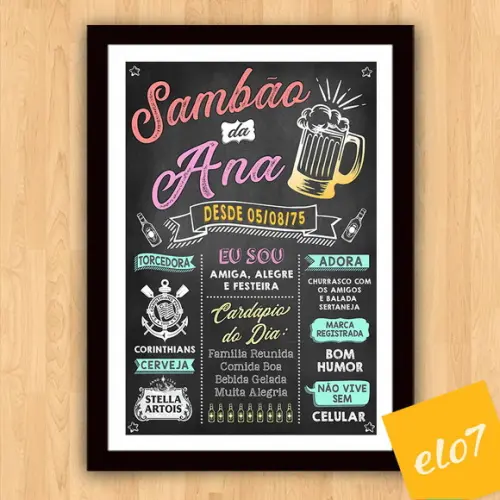 Chalkboard Quadro Poster C/ Moldura Sambão A3 30x42cm