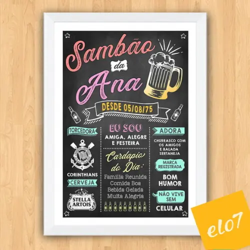 Chalkboard Quadro Poster C/ Moldura Sambão A3 30x42cm