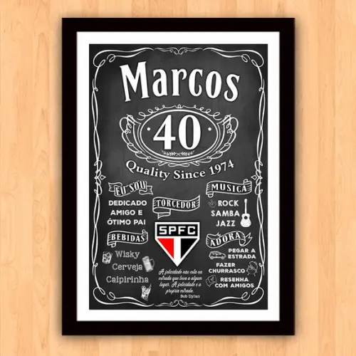 Chalkboard Quadro Poster c/ Moldura Whisky Jack D 30x42cm