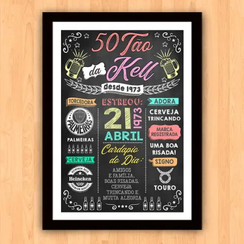 Chalkboard Quadro Poster Cinquentão da Kell A3 30x42cm