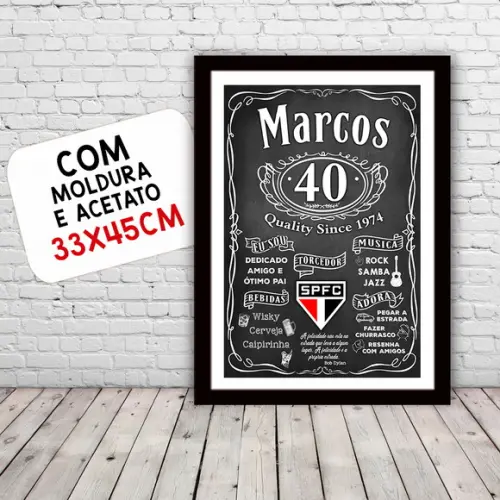 Chalkboard Quadro Poster c/ Moldura Whisky Jack D 30x42cm