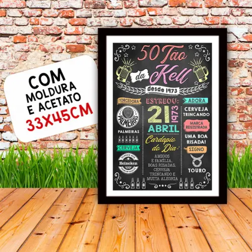 Chalkboard Quadro Poster Cinquentão da Kell A3 30x42cm