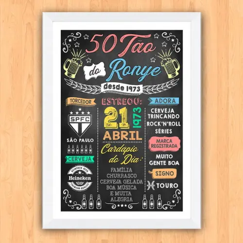 Chalkboard Quadro Poster Cinquentão do Ronye A3 30x42cm