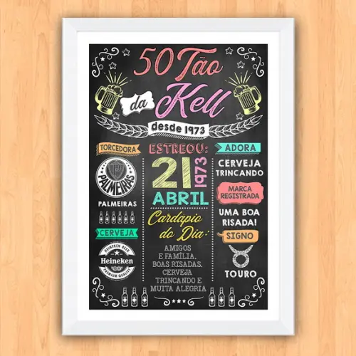Chalkboard Quadro Poster Cinquentão da Kell A3 30x42cm