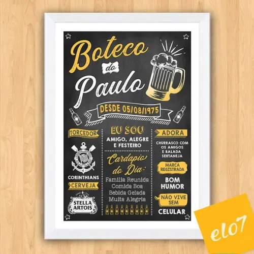 Chalkboard Quadro Poster Com Moldura Boteco A3 30x42cm