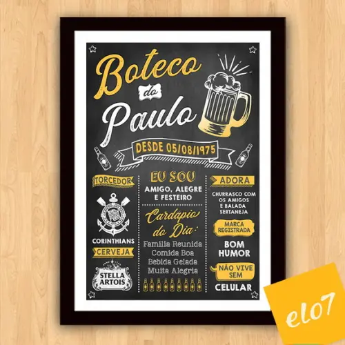 Chalkboard Quadro Poster Com Moldura Boteco A3 30x42cm
