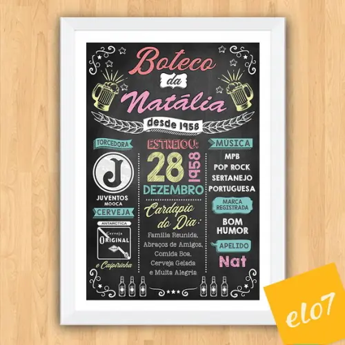 Chalkboard Quadro Poster Com Moldura Boteco A3 30x42cm