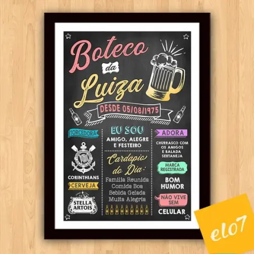 Chalkboard Quadro Poster Com Moldura Boteco A3 30x42cm