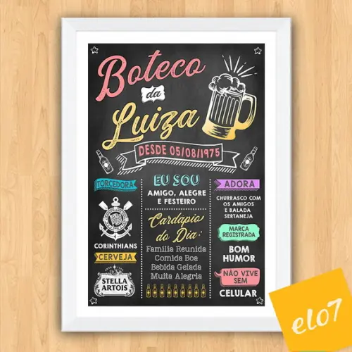 Chalkboard Quadro Poster Com Moldura Boteco A3 30x42cm